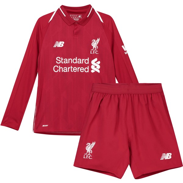 Camiseta Liverpool Primera ML Niño 2018-2019 Rojo